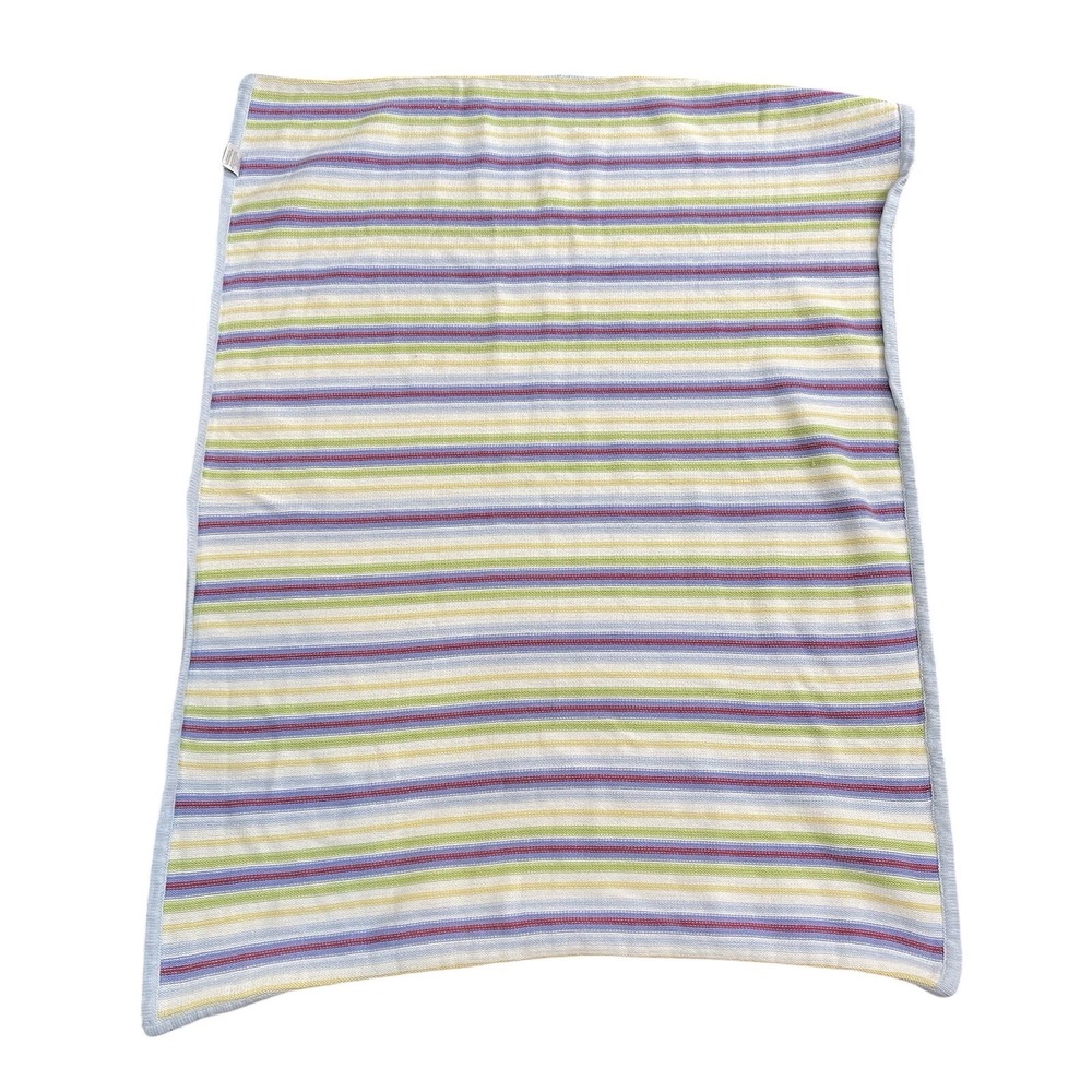 Circo Blue Cotton Knit Striped Baby Blanket Lovey‎ Red Green Yellow EUC